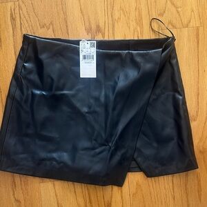 Mango Black Faux Leather Skirt